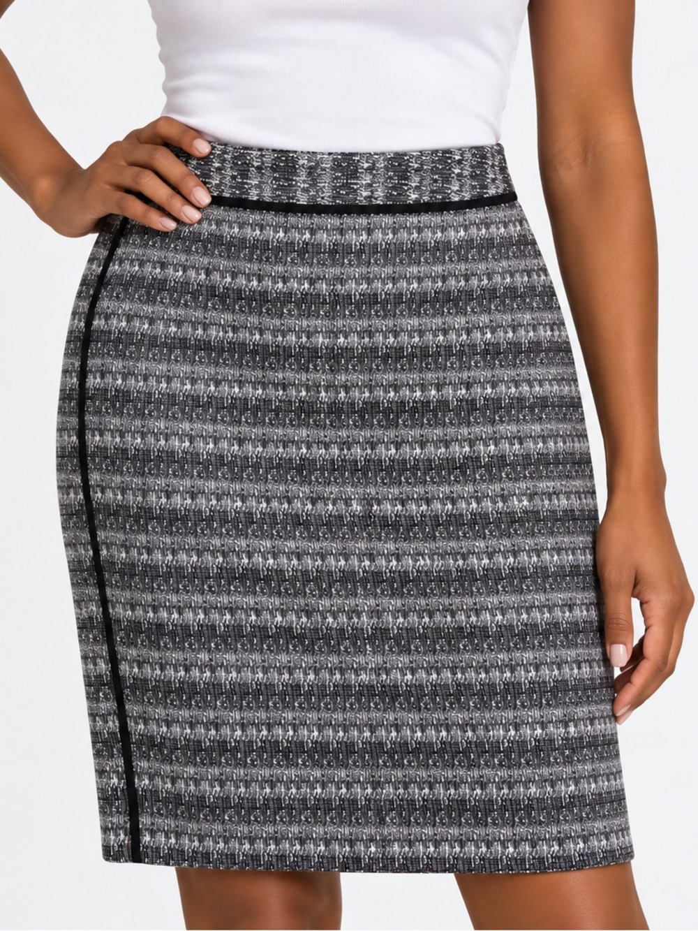 Liz Claiborne Black and Gray Textured Pencil Skirt Size 14